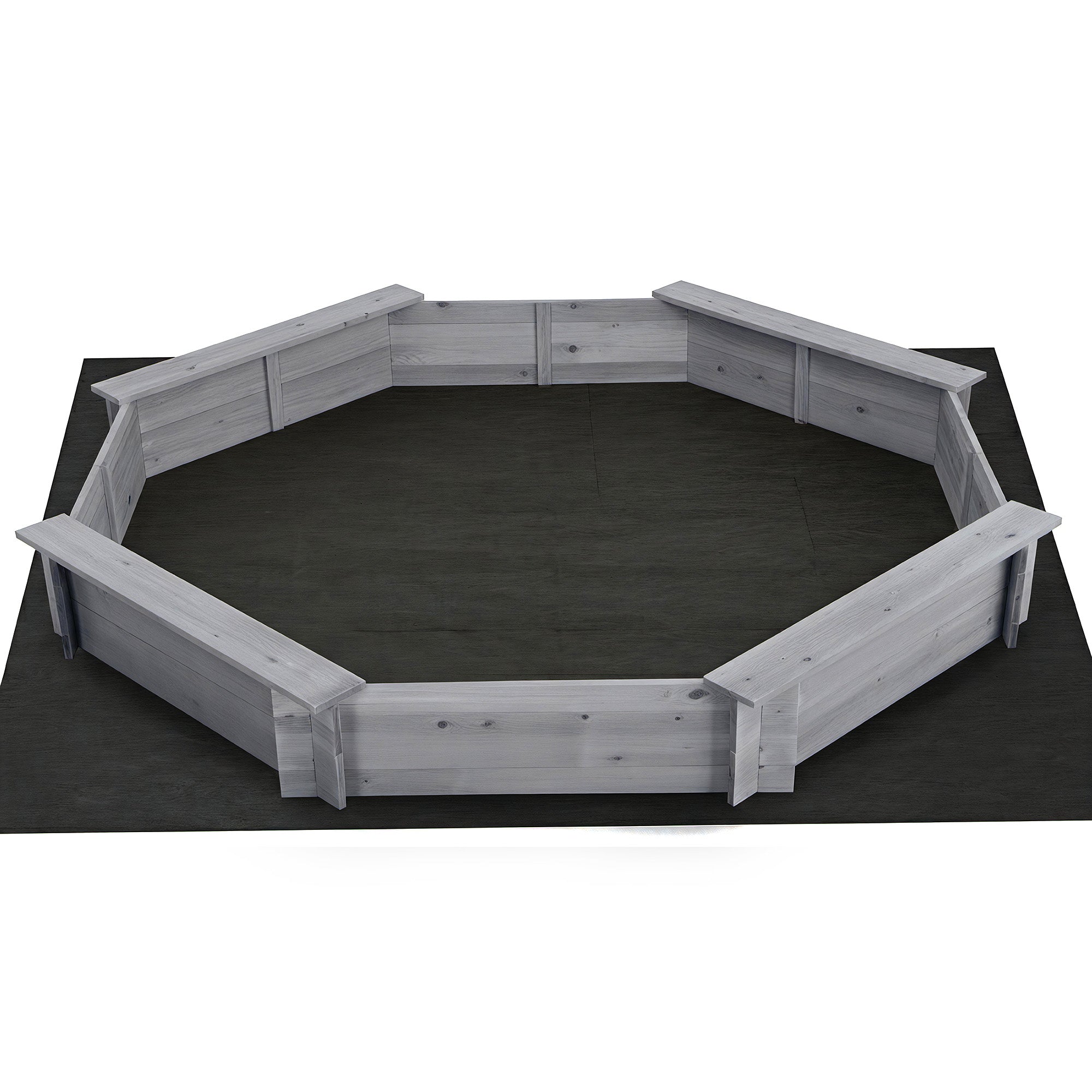 Outdoor Play Equipment: Keezi Kids Sandpit Wooden Round Sand Pit with Cover Bench Seat Beach Toys 182cm Grey