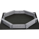 Outdoor Play Equipment: Keezi Kids Sandpit Wooden Round Sand Pit with Cover Bench Seat Beach Toys 182cm Grey
