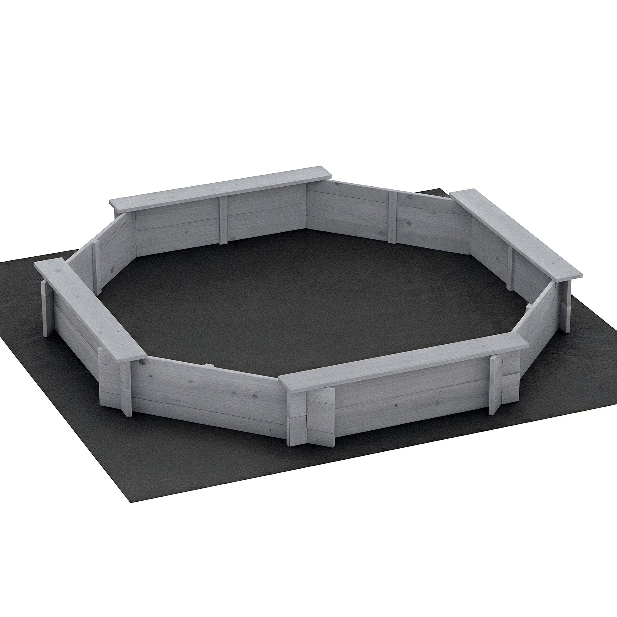 Outdoor Play Equipment: Keezi Kids Sandpit Wooden Round Sand Pit with Cover Bench Seat Beach Toys 182cm Grey