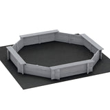 Outdoor Play Equipment: Keezi Kids Sandpit Wooden Round Sand Pit with Cover Bench Seat Beach Toys 182cm Grey