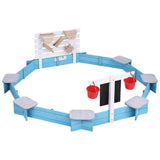 Outdoor Play Equipment: Keezi Kids Sandpit Wooden Round Sand Pit Funnel Bench Seat Beach Toys 215cm