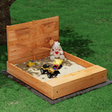 Outdoor Play Equipment: Keezi Kids Sandpit Wooden Sandbox Sand Pit with Cover Funnel Outdoor Toys 120cm
