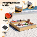 Keezi Wooden Sandpit Sand Pit Outdoor Kids Toy Box Mud Kitchen Sink Storage Bench