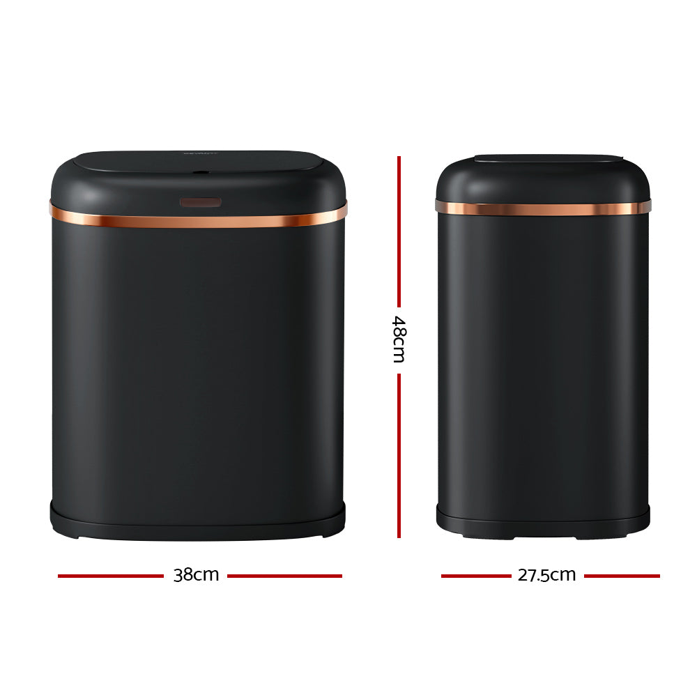 Automatic Bins: Devanti 38L Motion Sensor Bin Rubbish Automatic Black