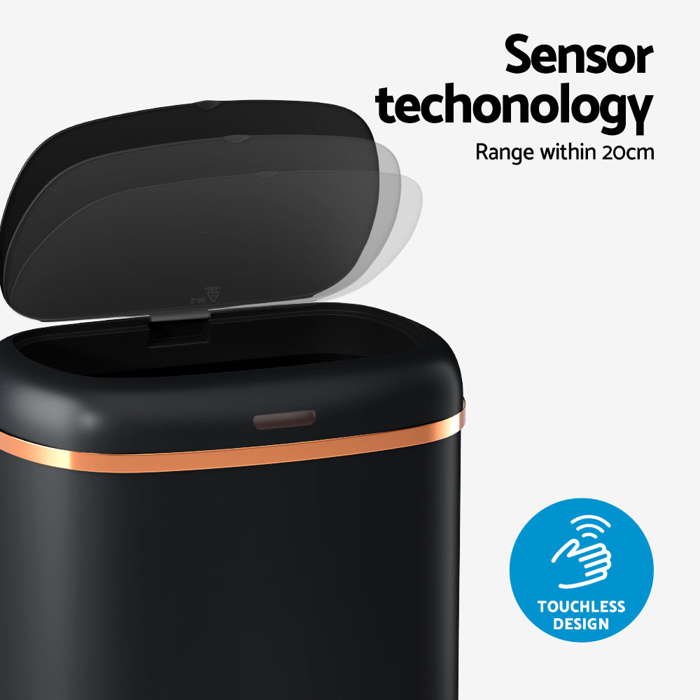 Automatic Bins: Devanti 38L Motion Sensor Bin Rubbish Automatic Black