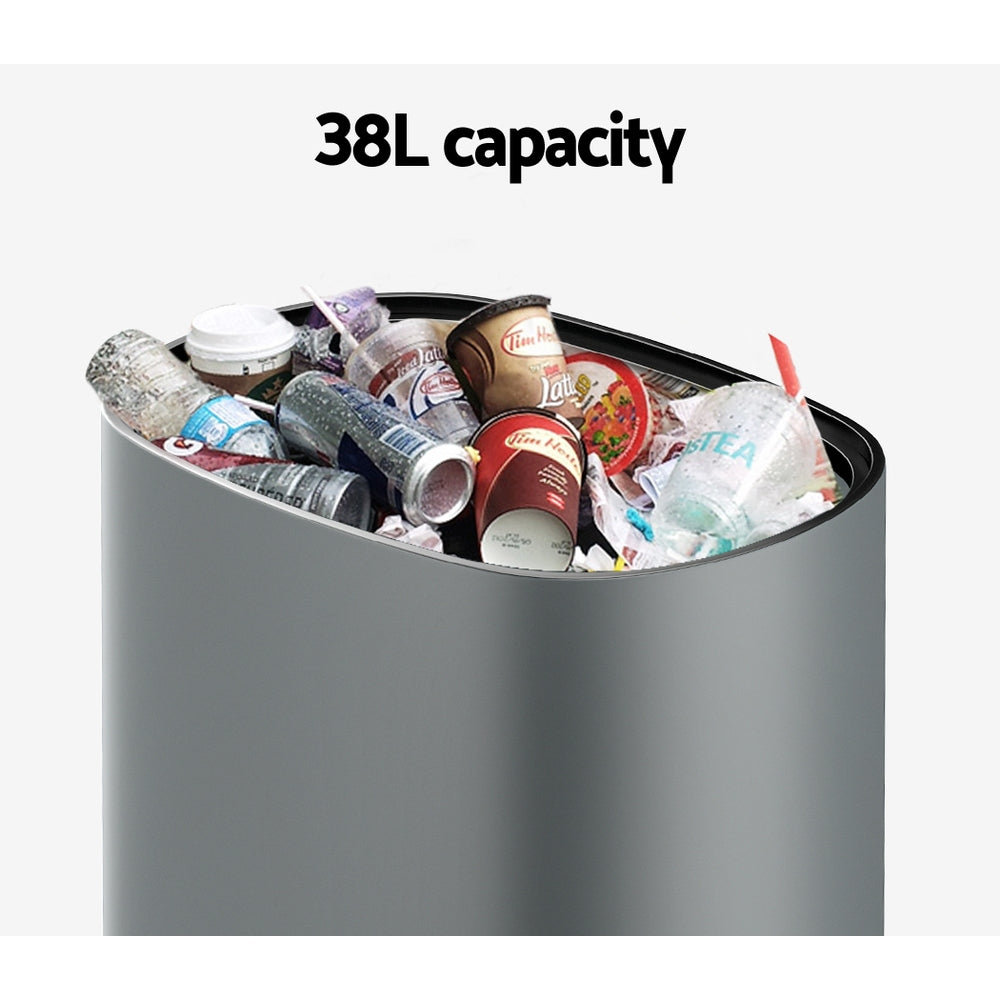 Automatic Bins: Devanti 38L Motion Sensor Bin Rubbish Automatic Grey