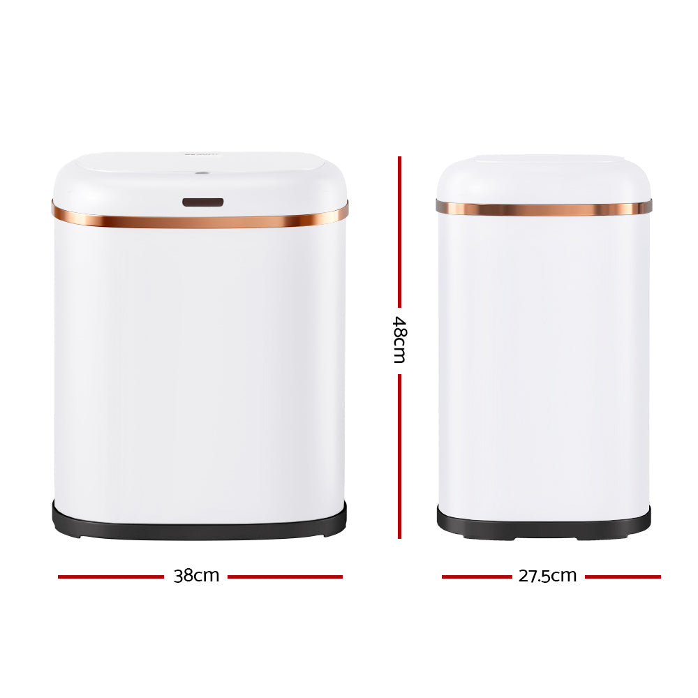 Automatic Bins: Devanti 38L Motion Sensor Bin Rubbish Automatic White