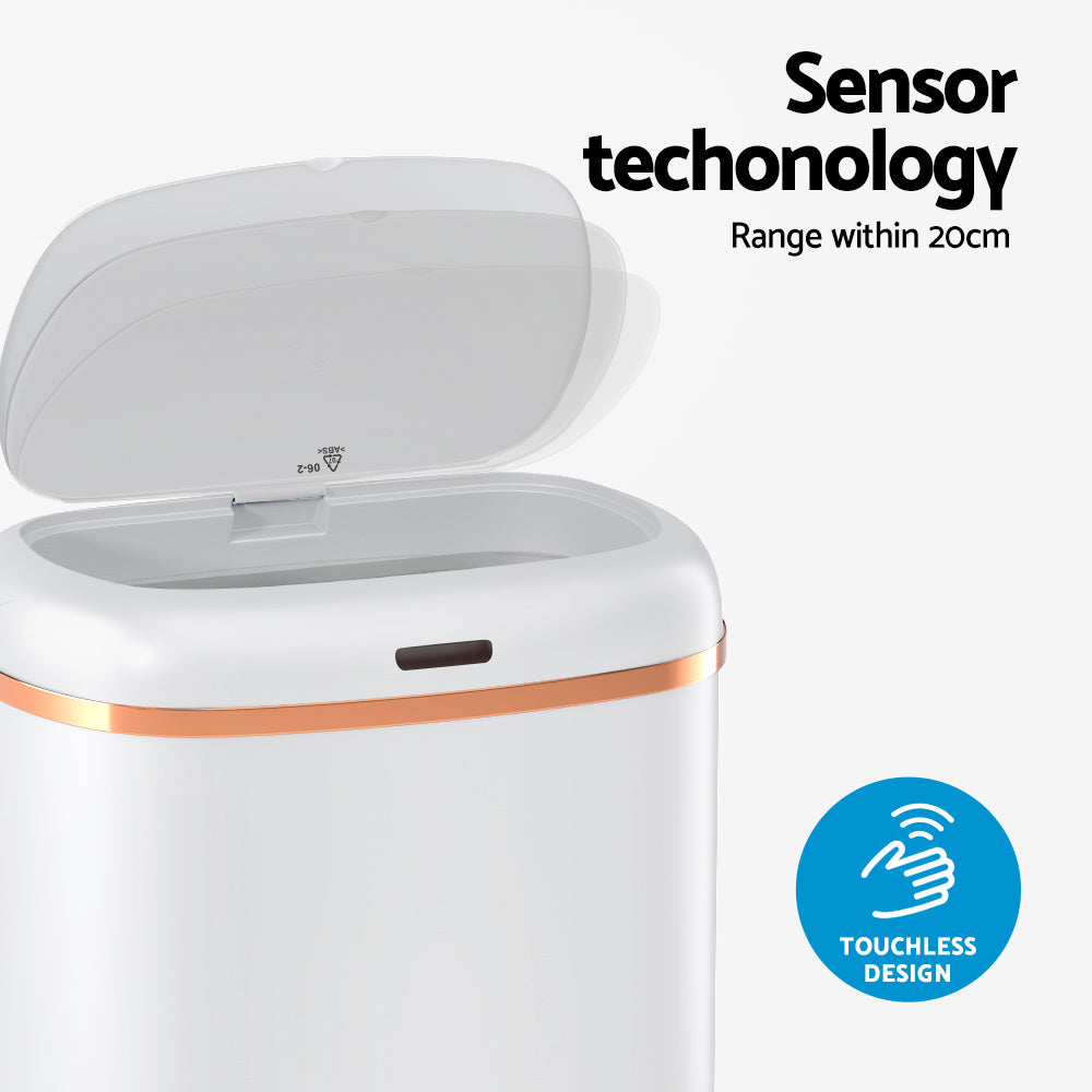 Automatic Bins: Devanti 38L Motion Sensor Bin Rubbish Automatic White