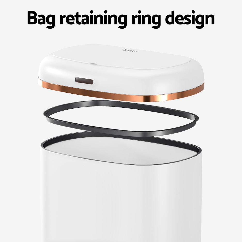Automatic Bins: Devanti 38L Motion Sensor Bin Rubbish Automatic White