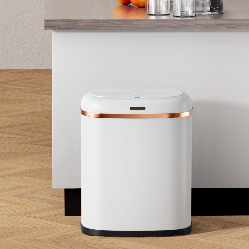 Automatic Bins: Devanti 38L Motion Sensor Bin Rubbish Automatic White