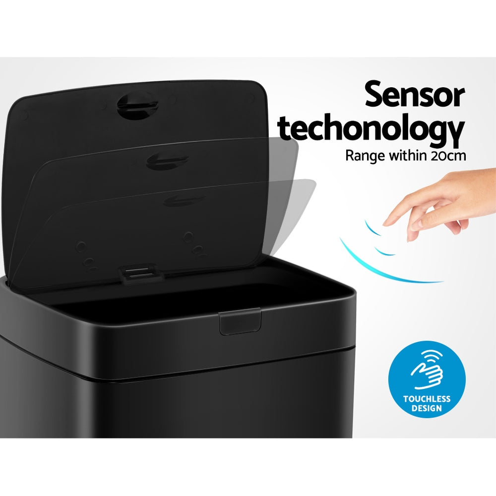 Automatic Bins: Devanti 45L Motion Sensor Bin Rubbish Automatic Black