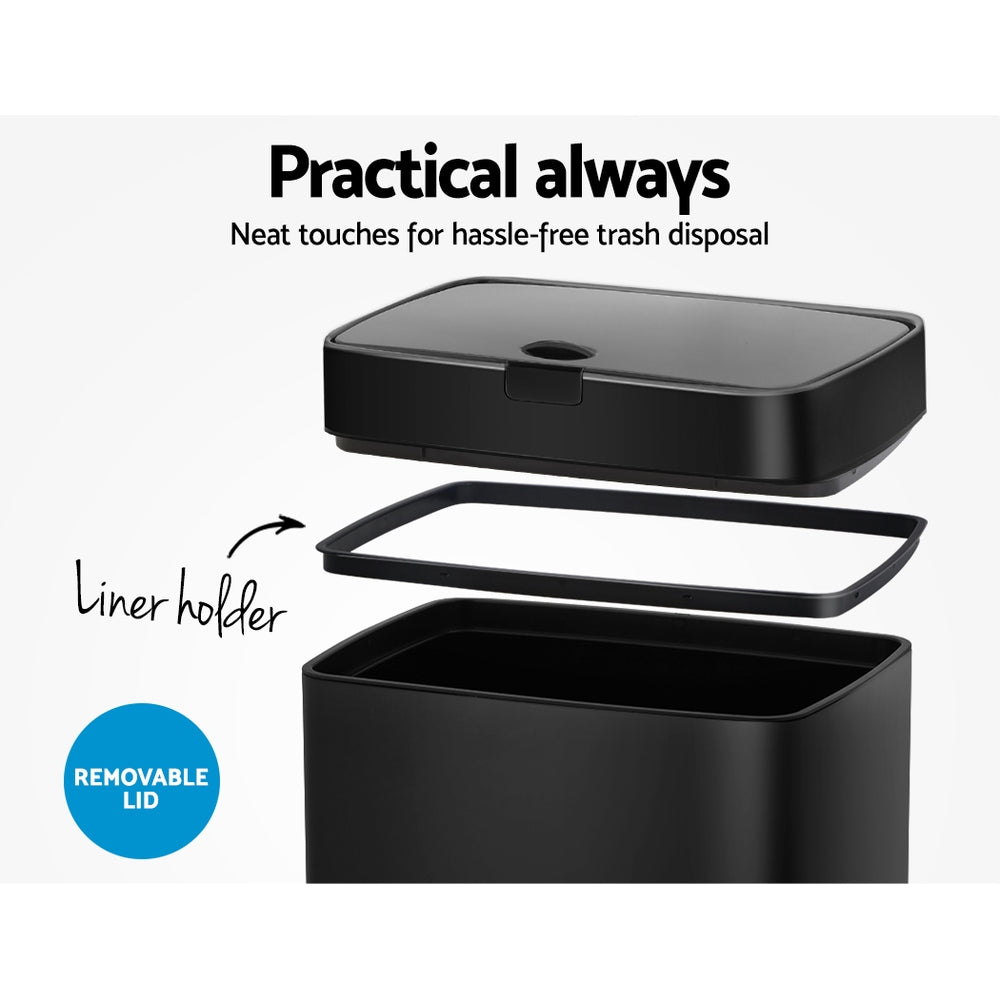 Automatic Bins: Devanti 45L Motion Sensor Bin Rubbish Automatic Black