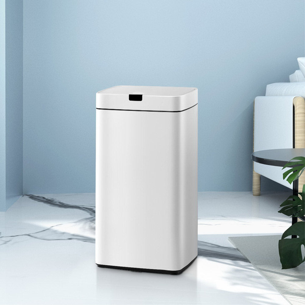 Automatic Bins: Devanti 45L Motion Sensor Bin Rubbish Automatic White