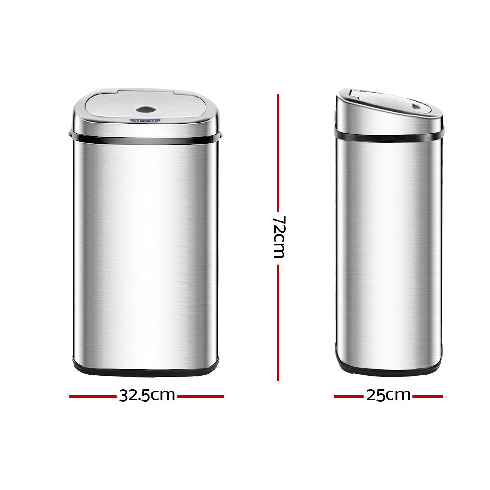 Automatic Bins: Devanti 50L Motion Sensor Bin Rubbish Automatic Silver