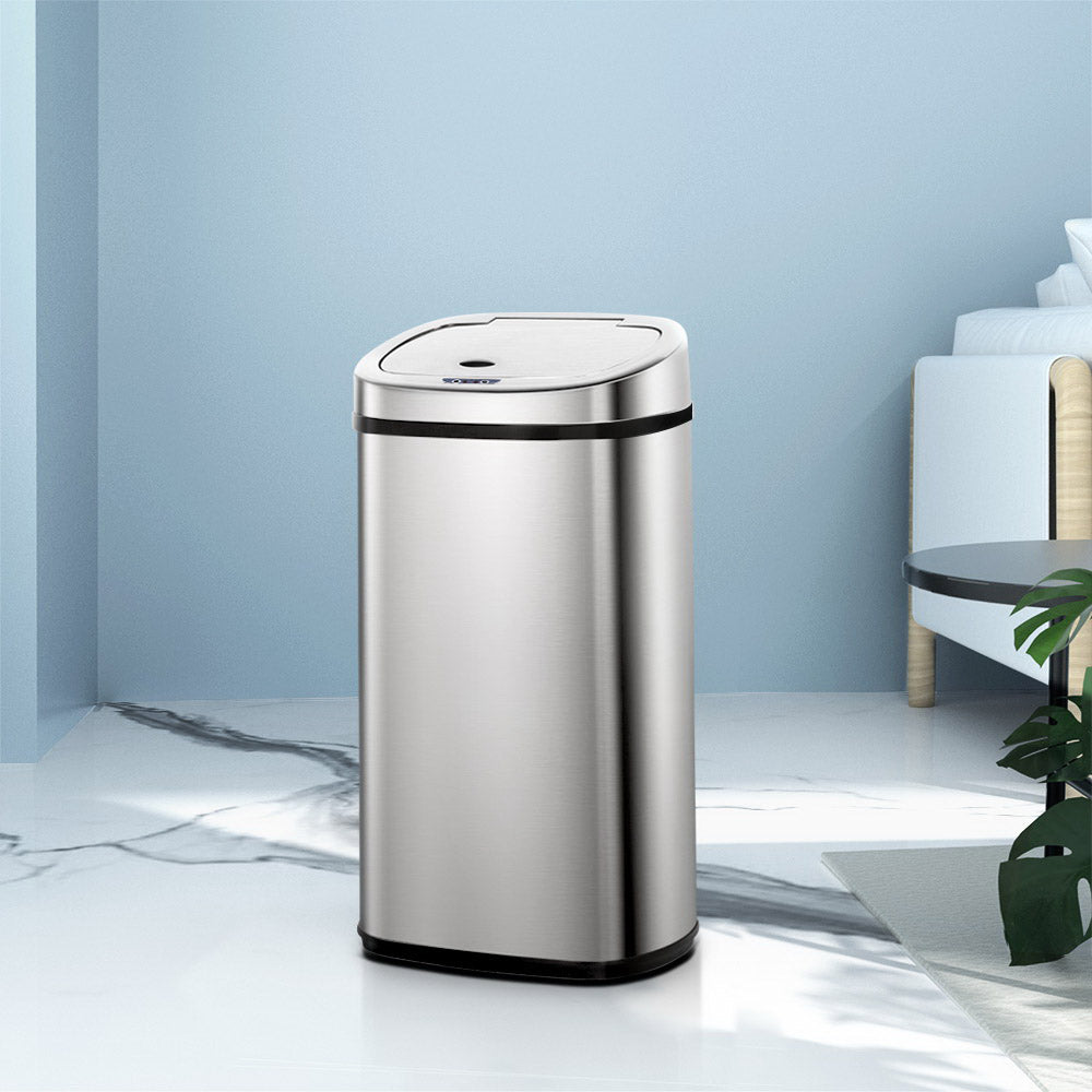 Automatic Bins: Devanti 50L Motion Sensor Bin Rubbish Automatic Silver