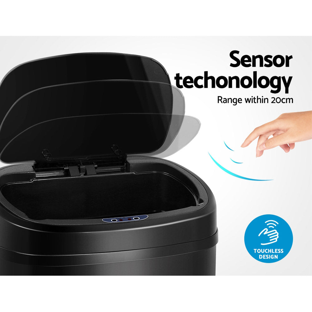 Automatic Bins: Devanti 58L Motion Sensor Bin Rubbish Automatic Black