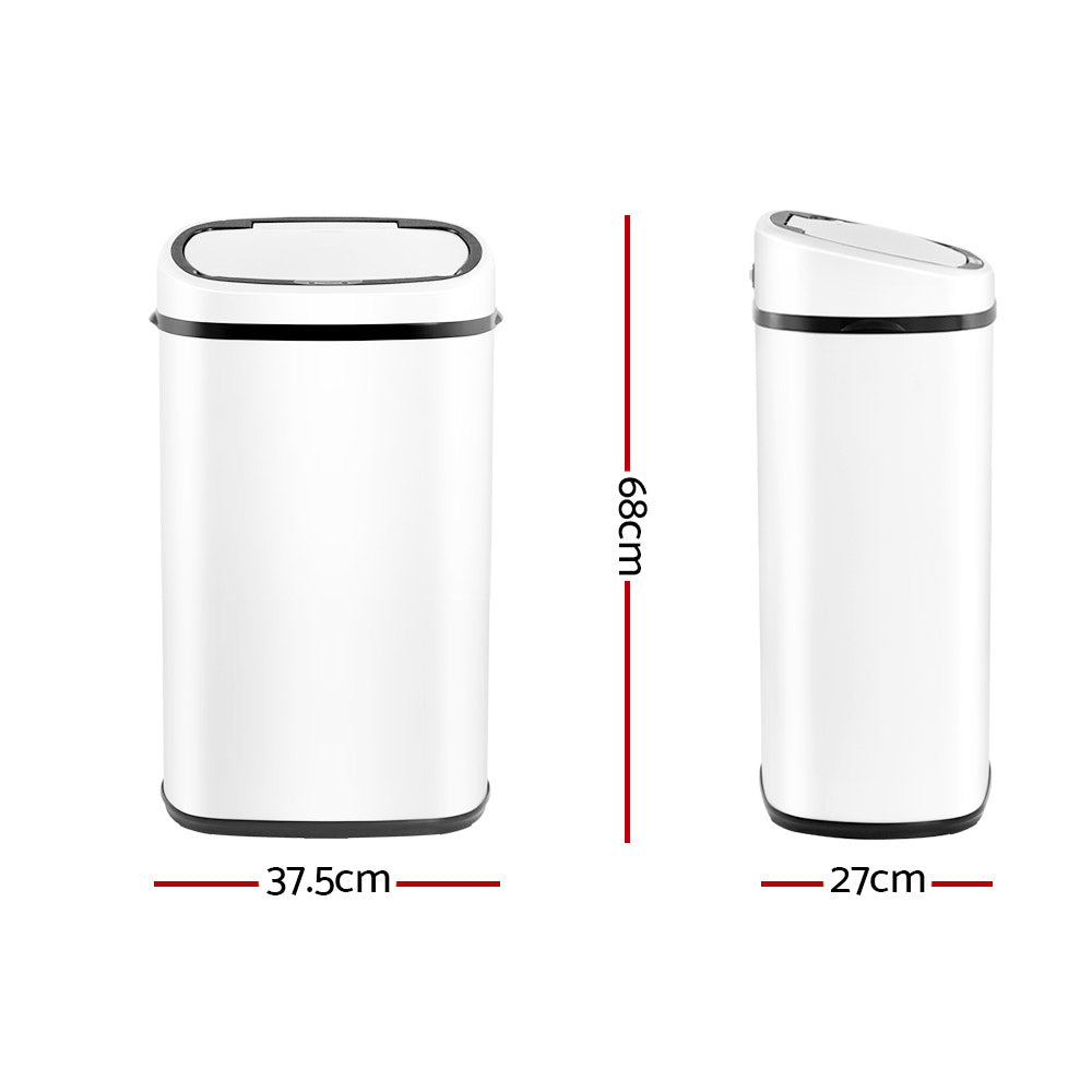 Automatic Bins: Devanti 58L Motion Sensor Bin Rubbish Automatic White