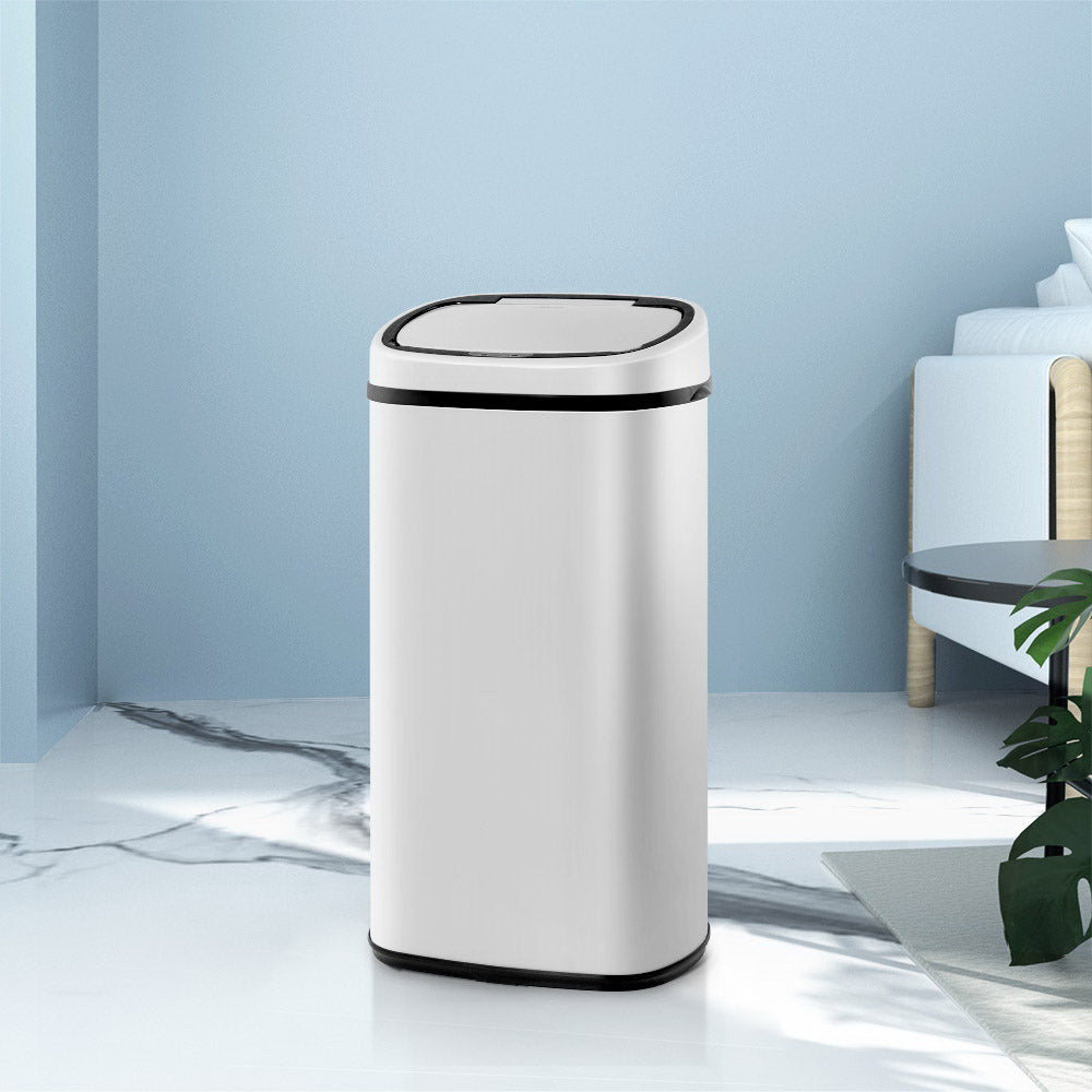 Automatic Bins: Devanti 58L Motion Sensor Bin Rubbish Automatic White
