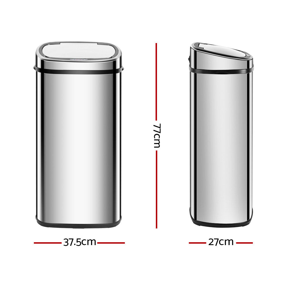 Automatic Bins: Devanti 68L Motion Sensor Bin Rubbish Automatic Silver
