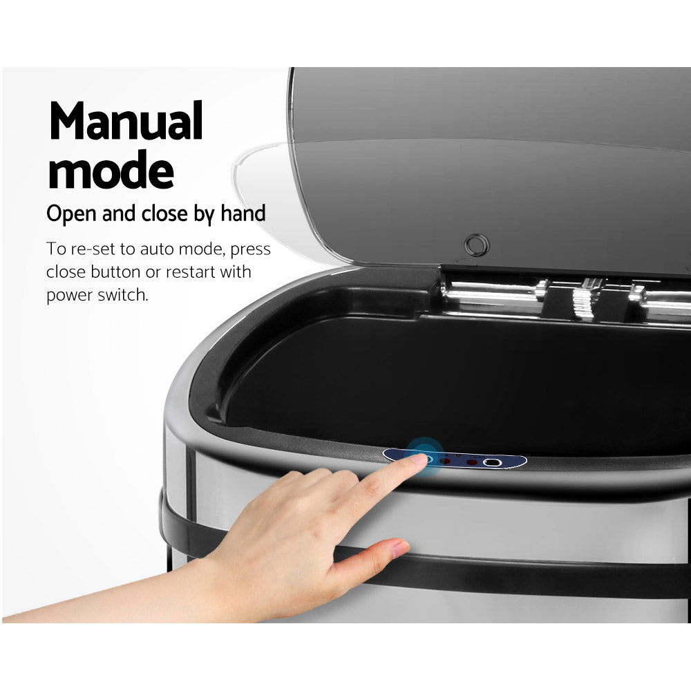 Automatic Bins: Devanti 68L Motion Sensor Bin Rubbish Automatic Silver