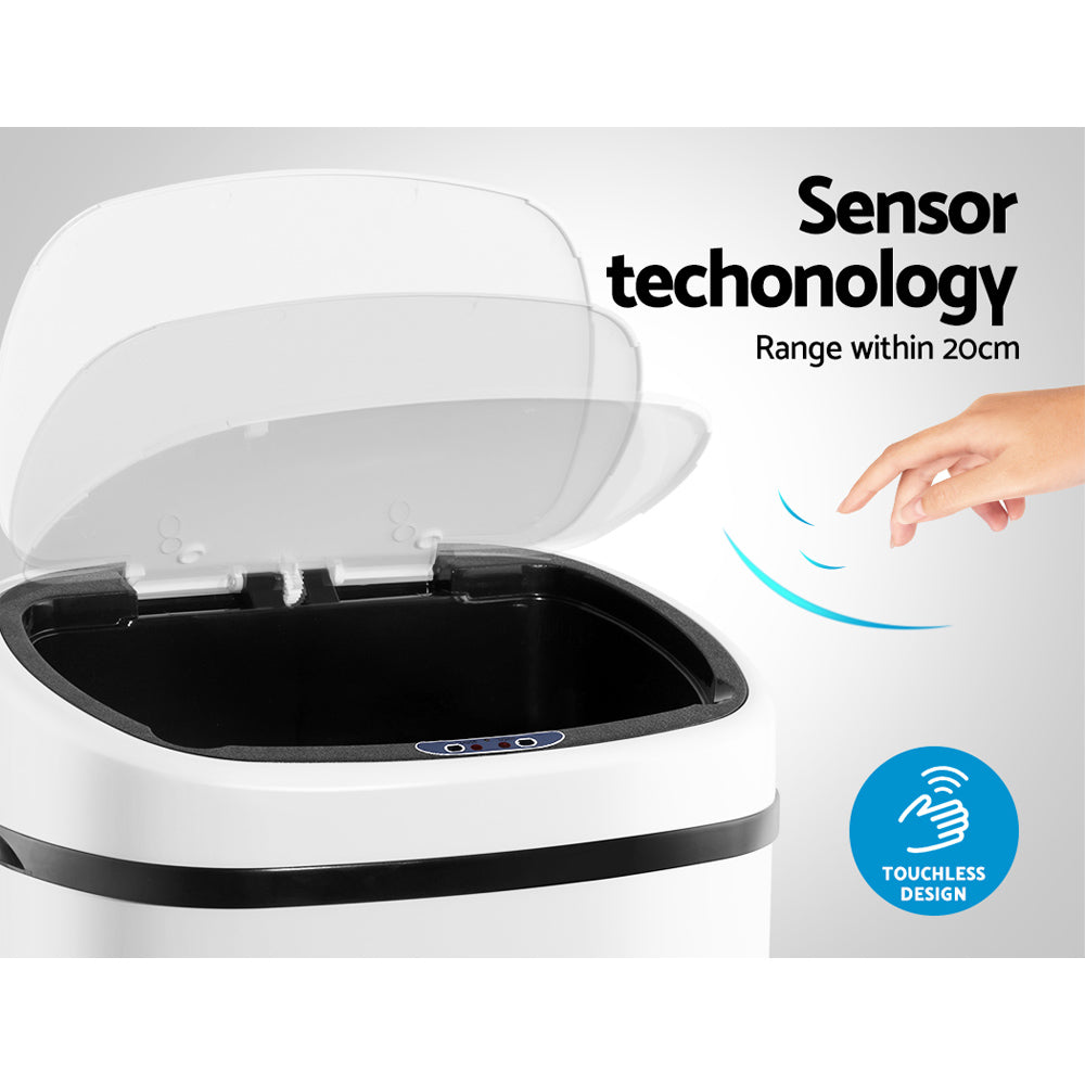 Automatic Bins: Devanti 68L Motion Sensor Bin Rubbish Automatic White