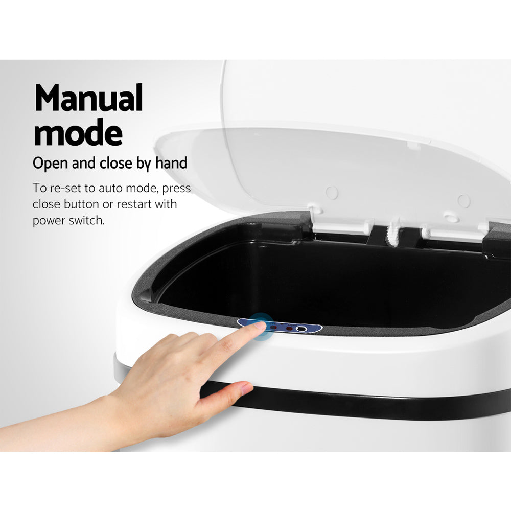Automatic Bins: Devanti 68L Motion Sensor Bin Rubbish Automatic White