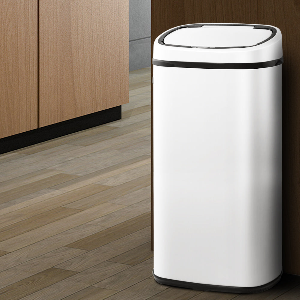 Automatic Bins: Devanti 68L Motion Sensor Bin Rubbish Automatic White