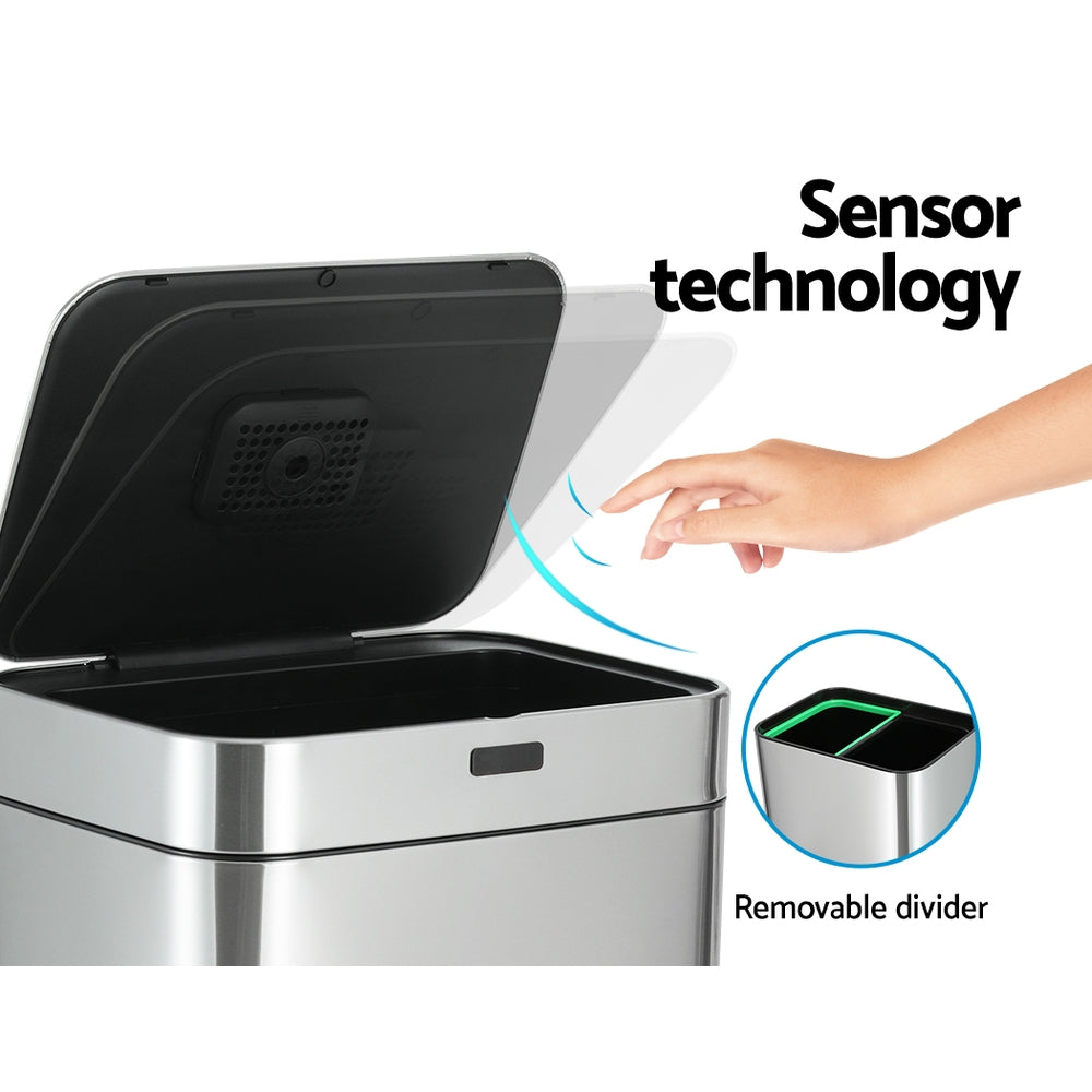 Automatic Bins: Devanti 70L Motion Sensor Bin Pedal Bins Automatic Siver