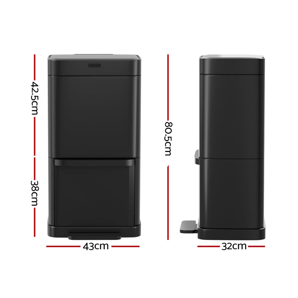 Automatic Bins: Devanti 70L Motion Sensor Bin Pedal Bins Automatic Black