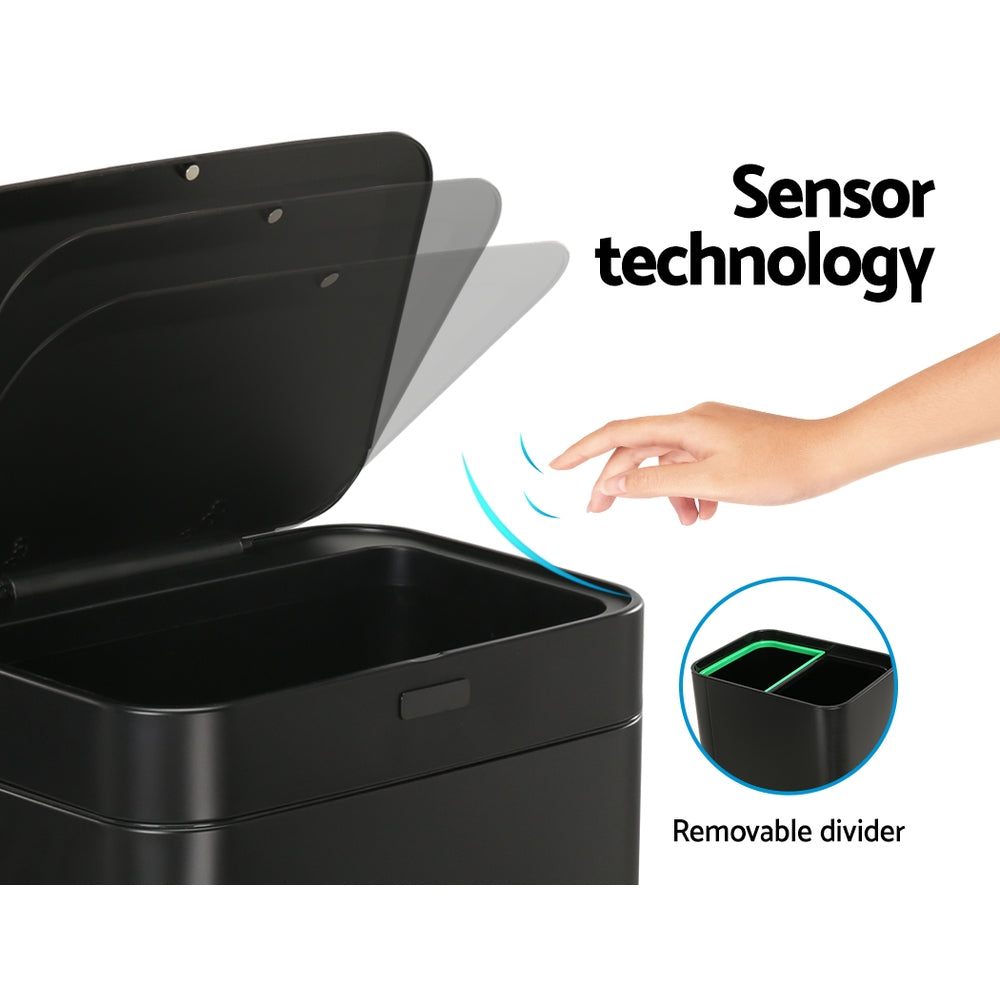 Automatic Bins: Devanti 70L Motion Sensor Bin Pedal Bins Automatic Black