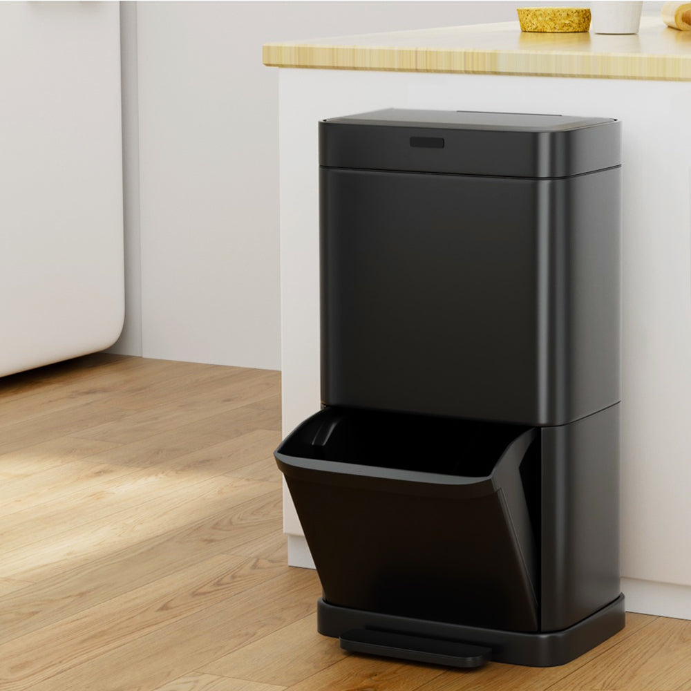 Automatic Bins: Devanti 70L Motion Sensor Bin Pedal Bins Automatic Black