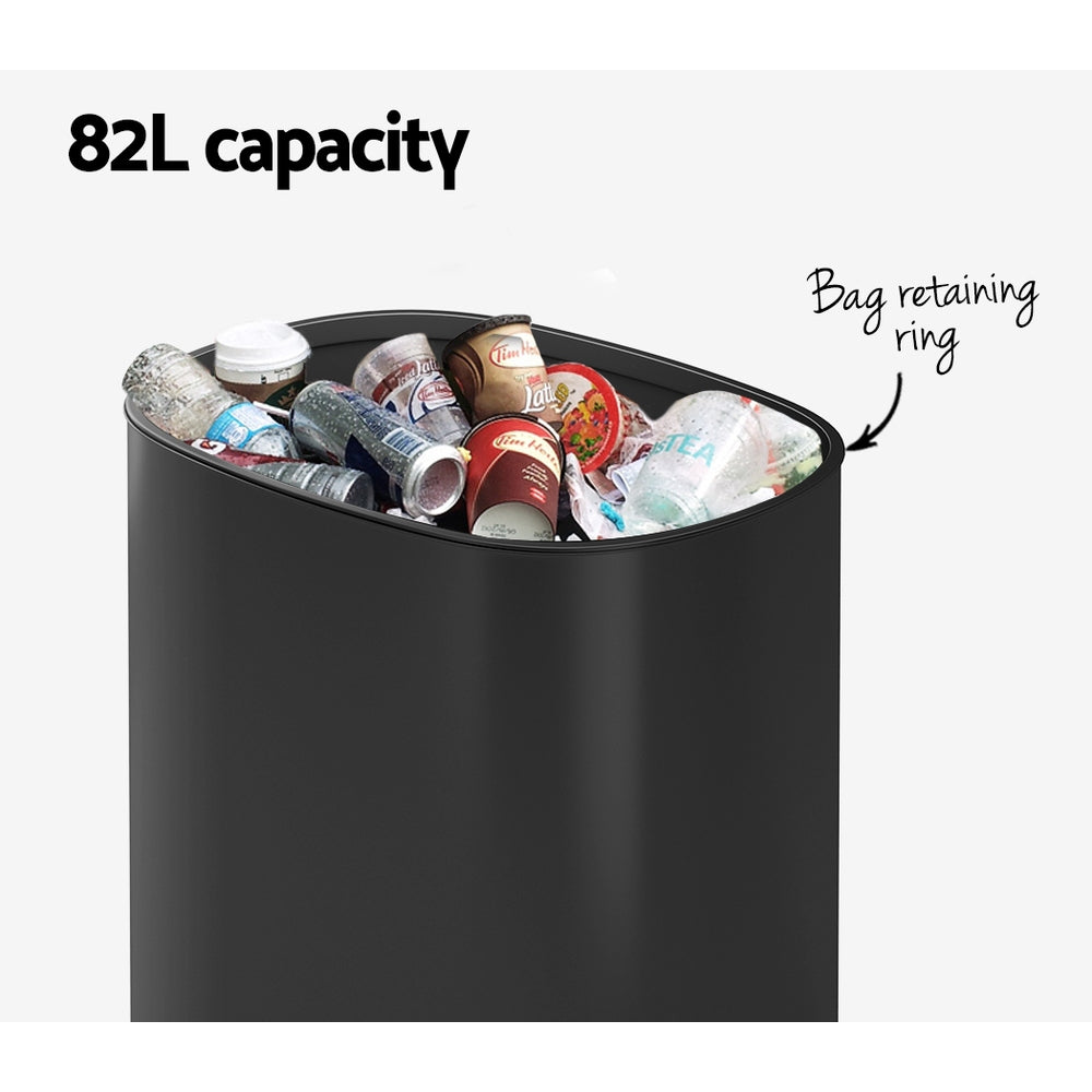 Automatic Bins: Devanti 82L Motion Sensor Bin Rubbish Automatic Black