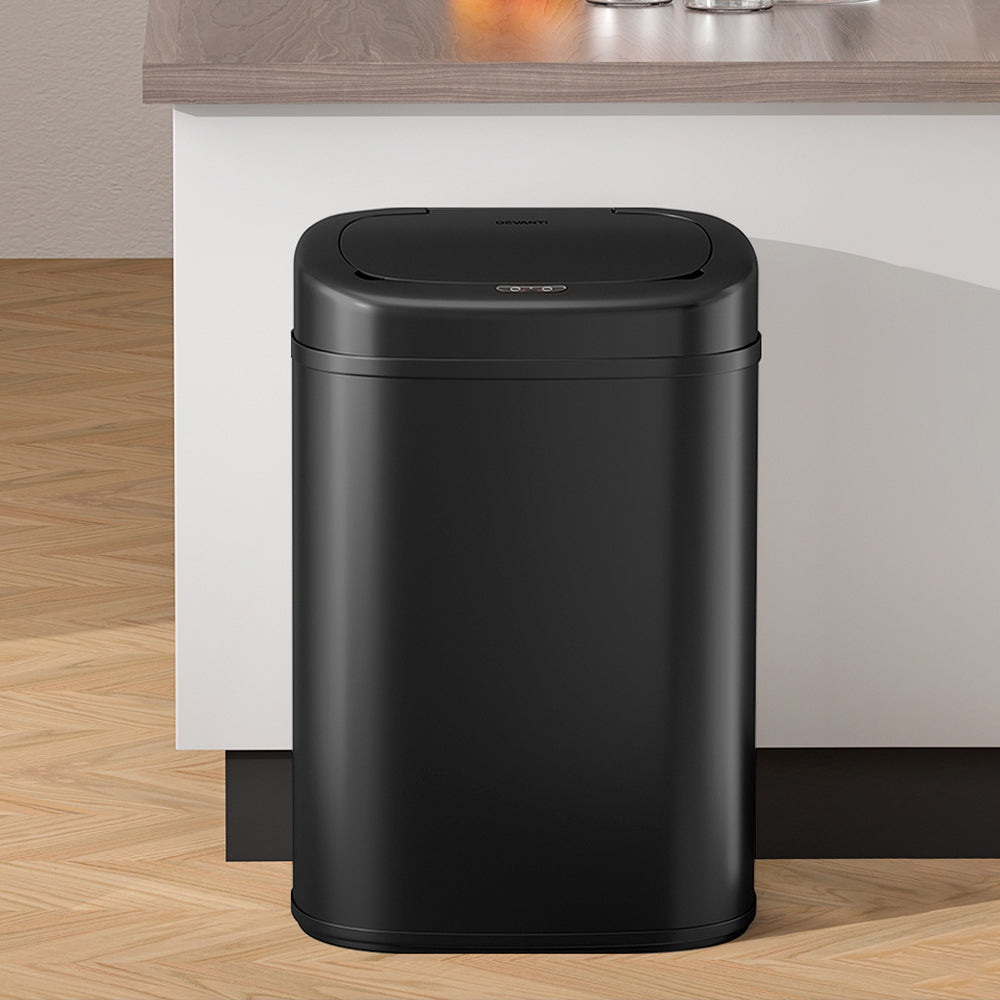 Automatic Bins: Devanti 82L Motion Sensor Bin Rubbish Automatic Black