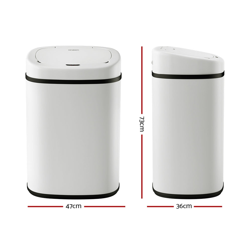 Automatic Bins: Devanti 82L Motion Sensor Bin Rubbish Automatic White