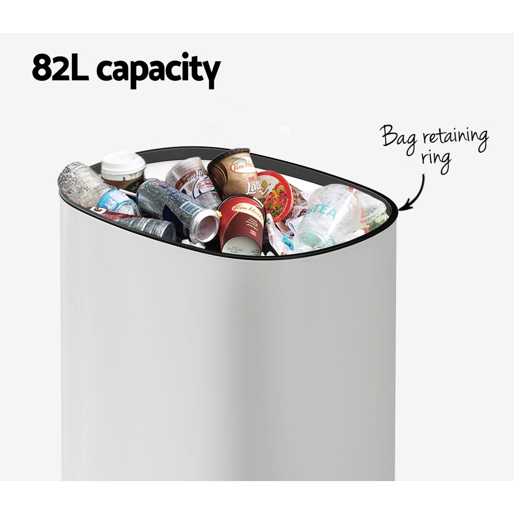Automatic Bins: Devanti 82L Motion Sensor Bin Rubbish Automatic White