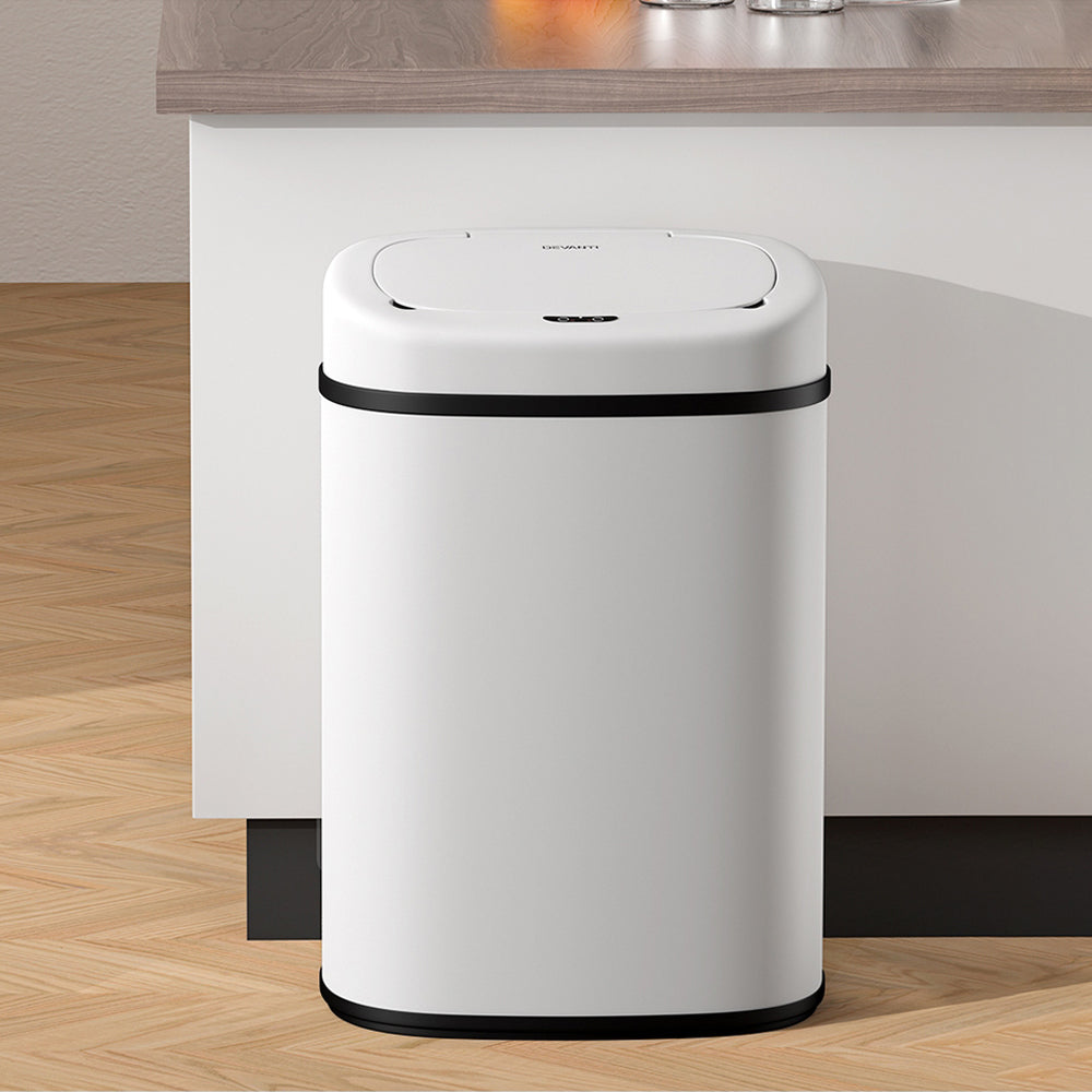 Automatic Bins: Devanti 82L Motion Sensor Bin Rubbish Automatic White