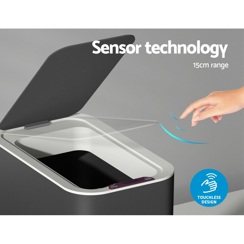 Automatic Bins: Devanti 9L Motion Sensor Bin Rubbish Automatic Ash Black