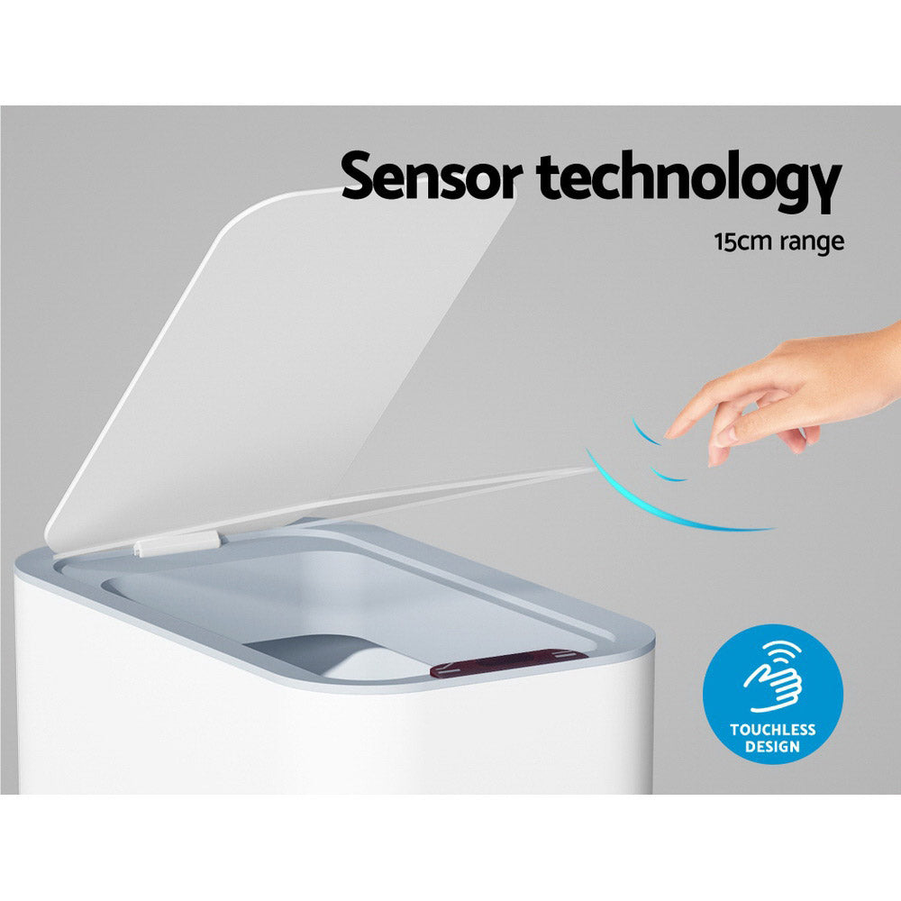 Automatic Bins: Devanti 9L Motion Sensor Bin Rubbish Automatic White