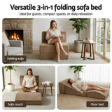 Sofas & Sofa Beds: Artiss Folding Sofa Bed Convertible Armless Foam Floor Futon Lounger Couch Brown