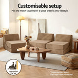Sofas & Sofa Beds: Artiss Folding Sofa Bed Convertible Armless Foam Floor Futon Lounger Couch Brown