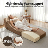 Sofas & Sofa Beds: Artiss Folding Sofa Bed Convertible Armless Foam Floor Futon Lounger Couch Brown