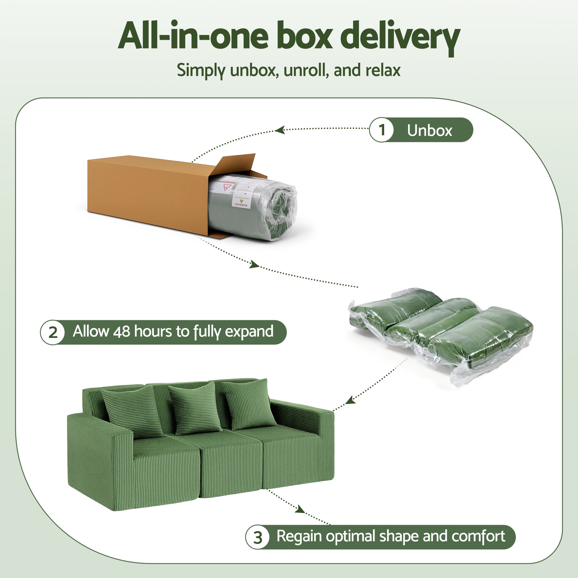 Sofas & Sofa Beds: Artiss Modular 3-Seater Sofa Bed Convertible Sectional Floor Couch with Deep Seat
