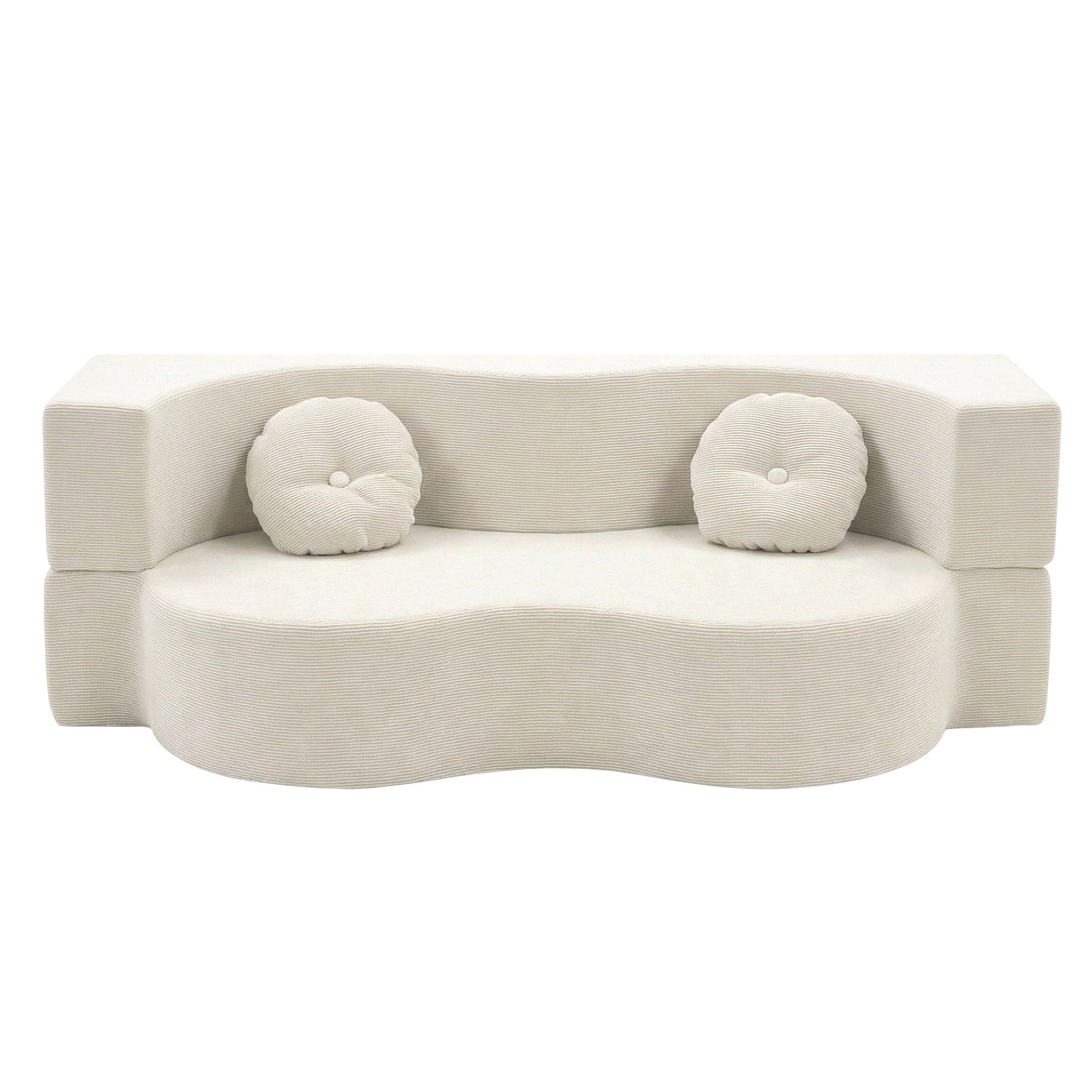 Sofas & Sofa Beds: Artiss Folding Sofa Bed Floor Couch 2-in-1 Convertible Futon Loveseat Beige
