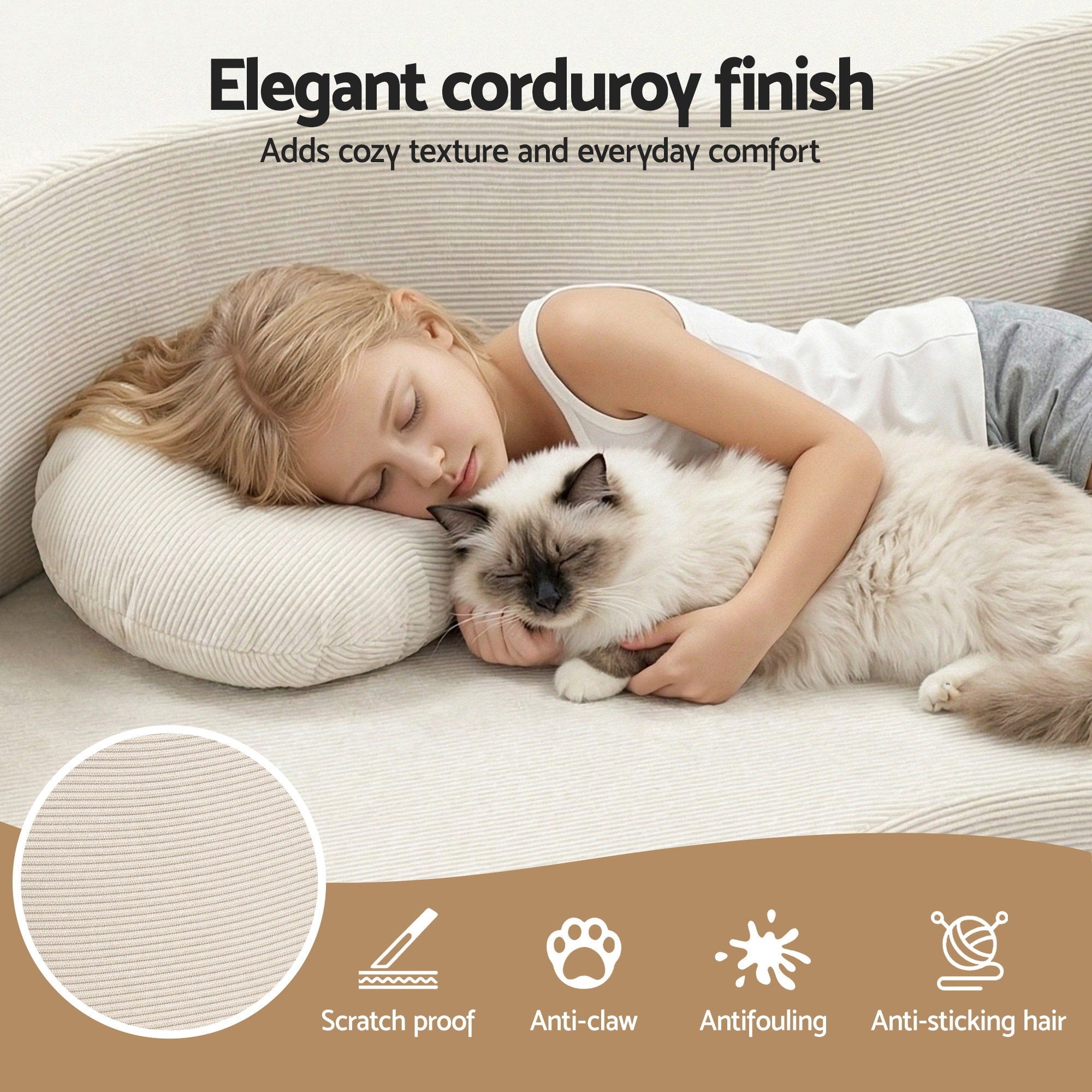 Sofas & Sofa Beds: Artiss Folding Sofa Bed Floor Couch 2-in-1 Convertible Futon Loveseat Beige