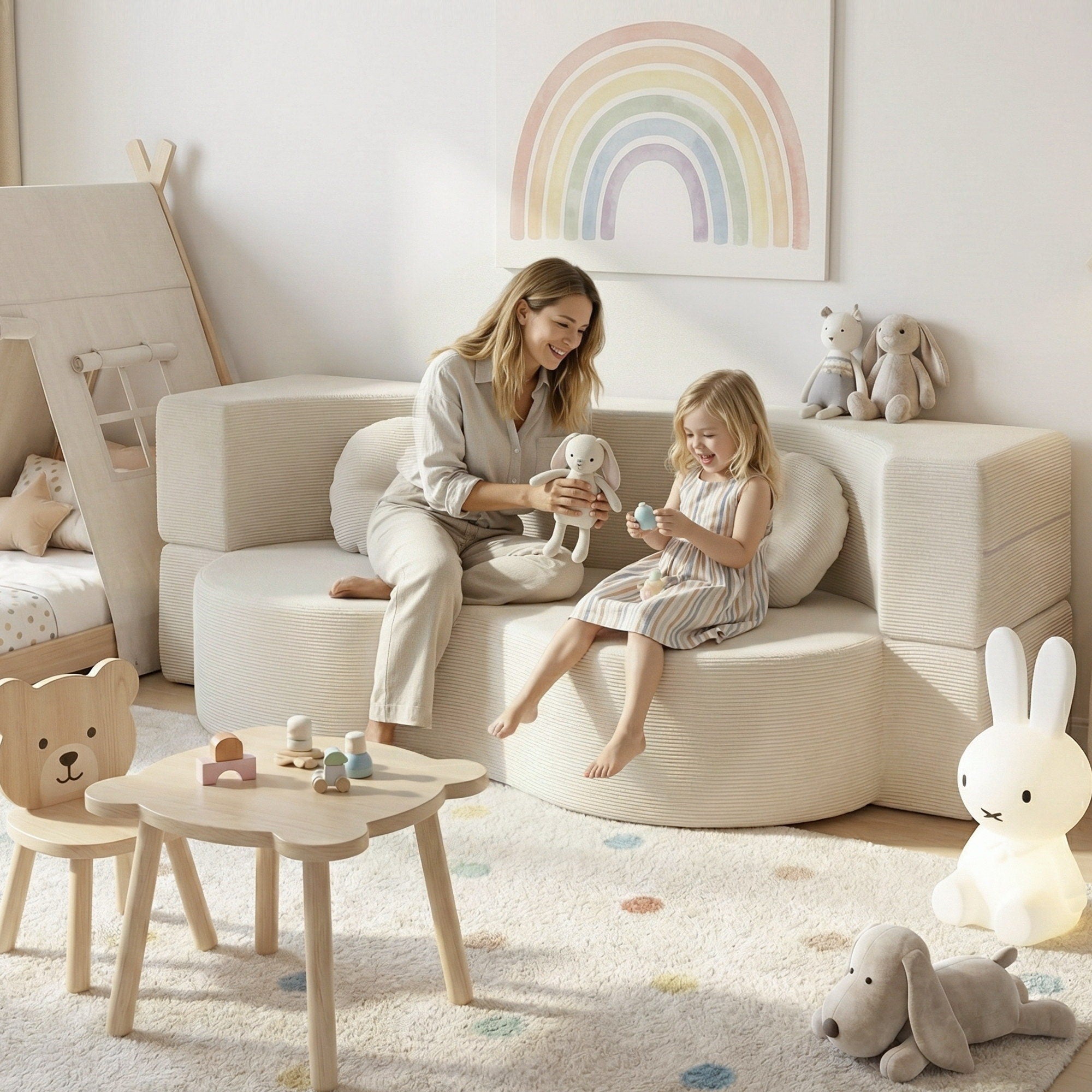 Sofas & Sofa Beds: Artiss Folding Sofa Bed Floor Couch 2-in-1 Convertible Futon Loveseat Beige
