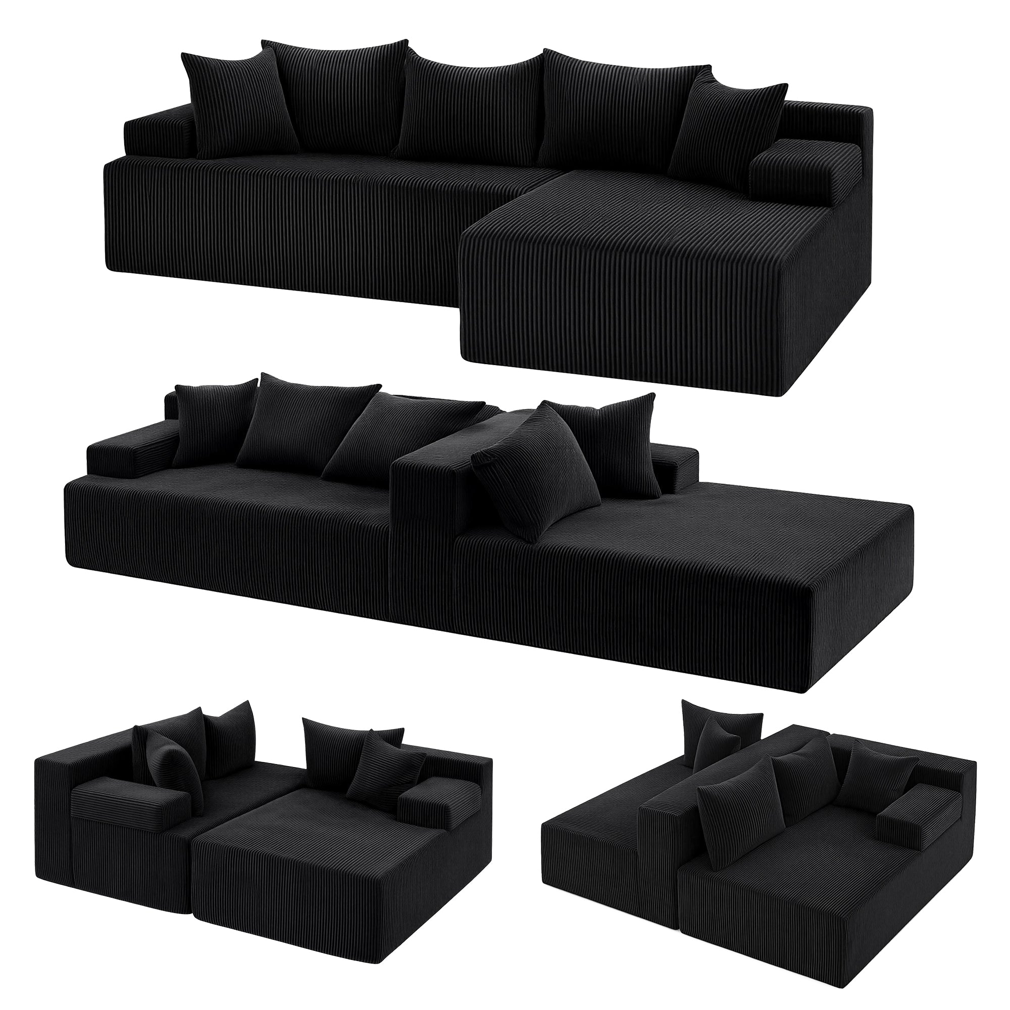 Sofas & Sofa Beds: Artiss Modular Sectional Sofa Bed Convertible L-Shaped Couch with Deep Seat for Living Room