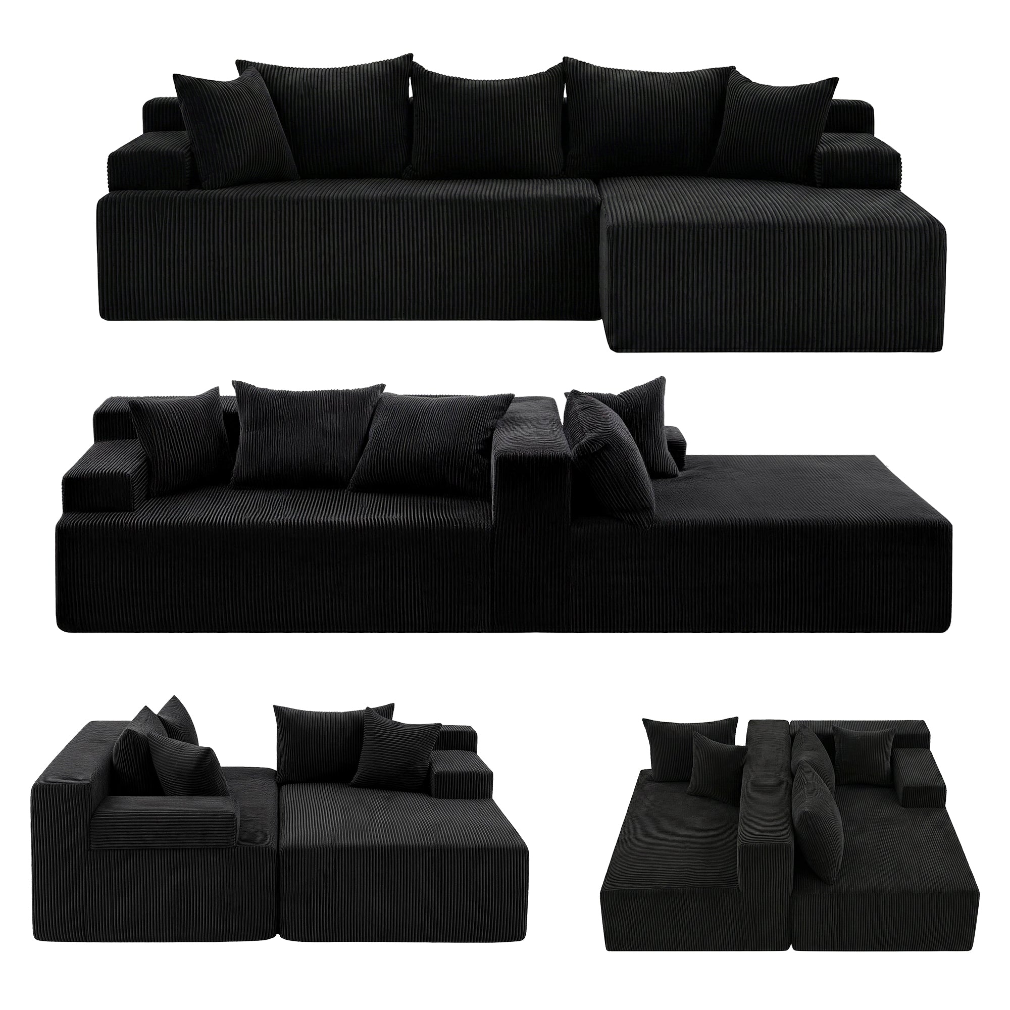 Sofas & Sofa Beds: Artiss Modular Sectional Sofa Bed Convertible L-Shaped Couch with Deep Seat for Living Room