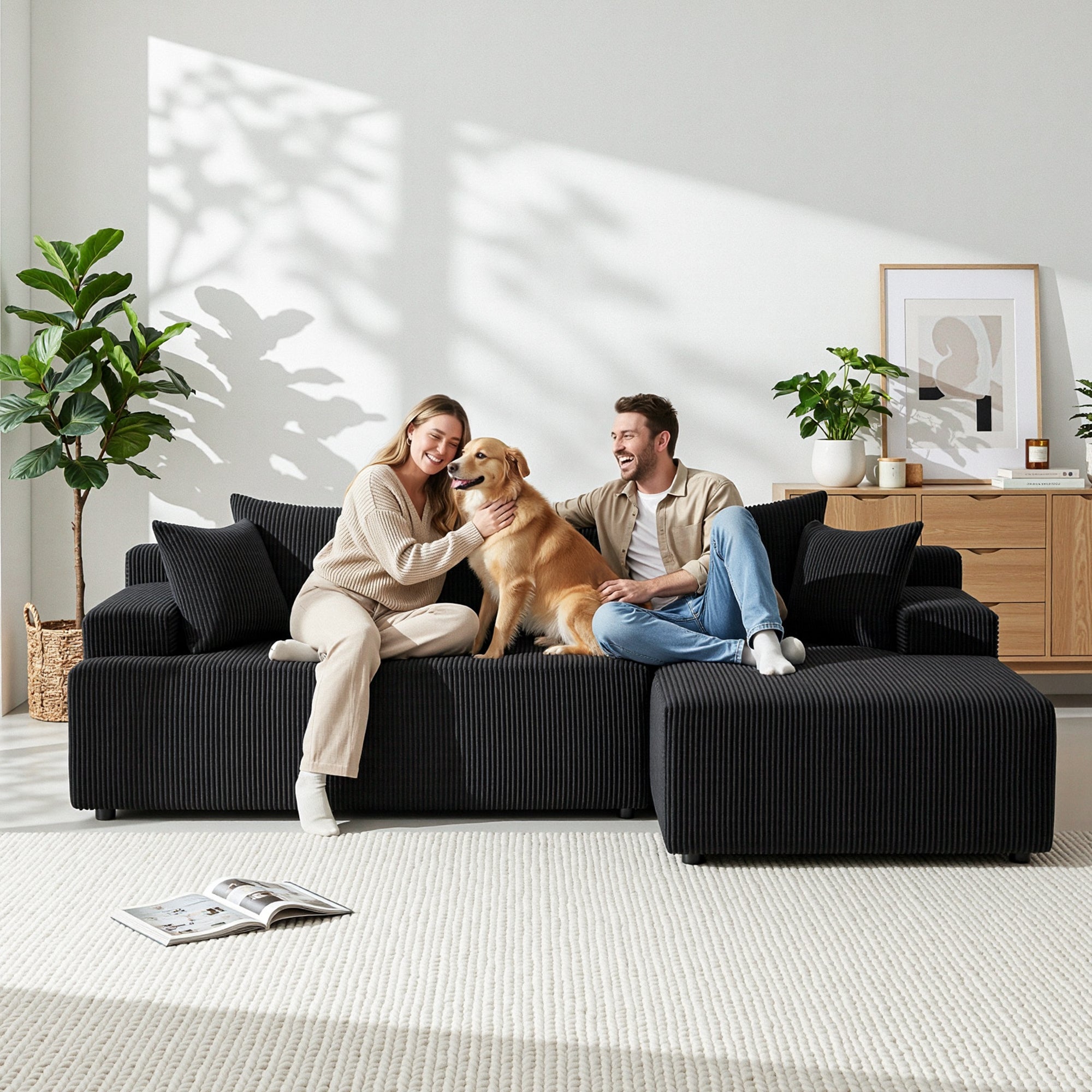 Sofas & Sofa Beds: Artiss Modular Sectional Sofa Bed Convertible L-Shaped Couch with Deep Seat for Living Room