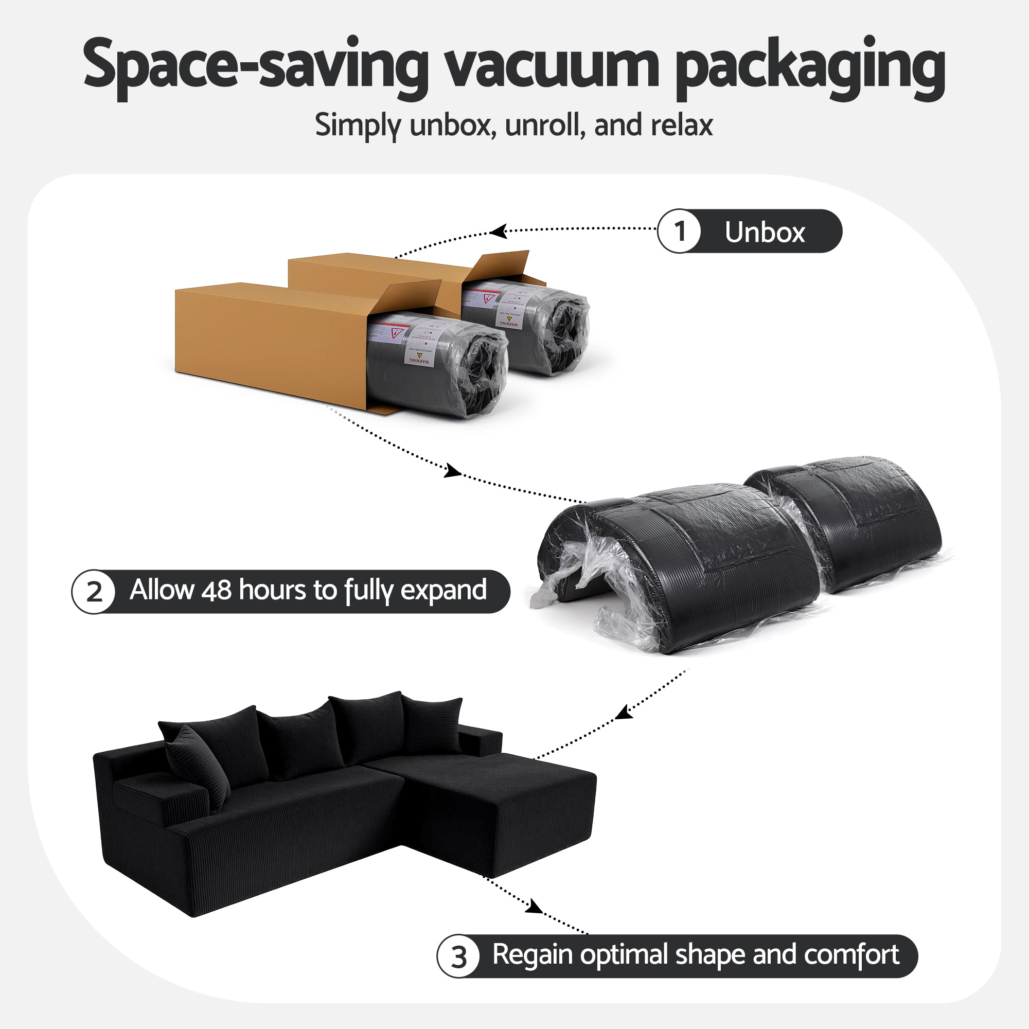 Sofas & Sofa Beds: Artiss Modular Sectional Sofa Bed Convertible L-Shaped Couch with Deep Seat for Living Room