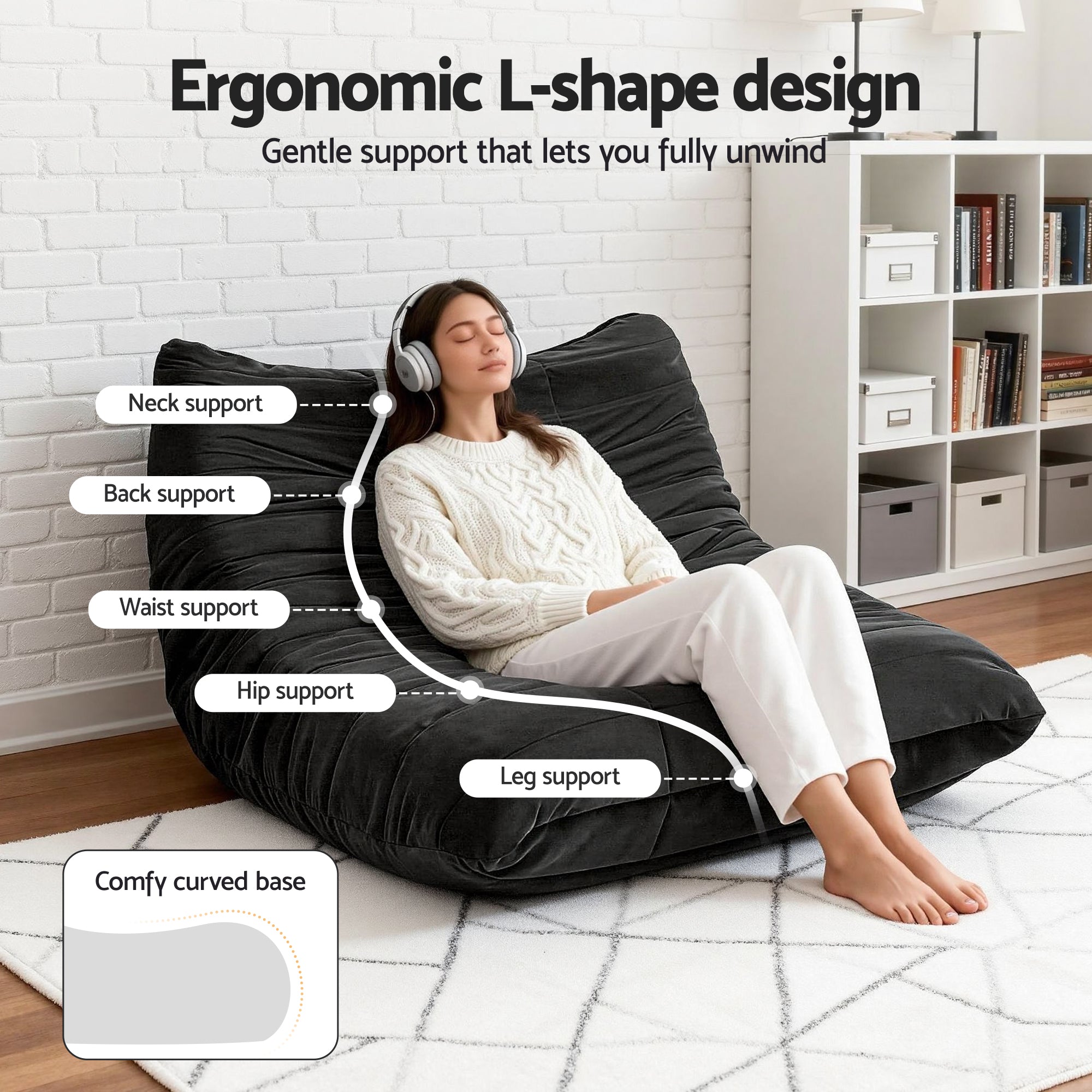 Sofas & Sofa Beds: Artiss Lazy Sofa 2 Seaters Accent Caterpillar Chair Floor Couch Armless Lounge